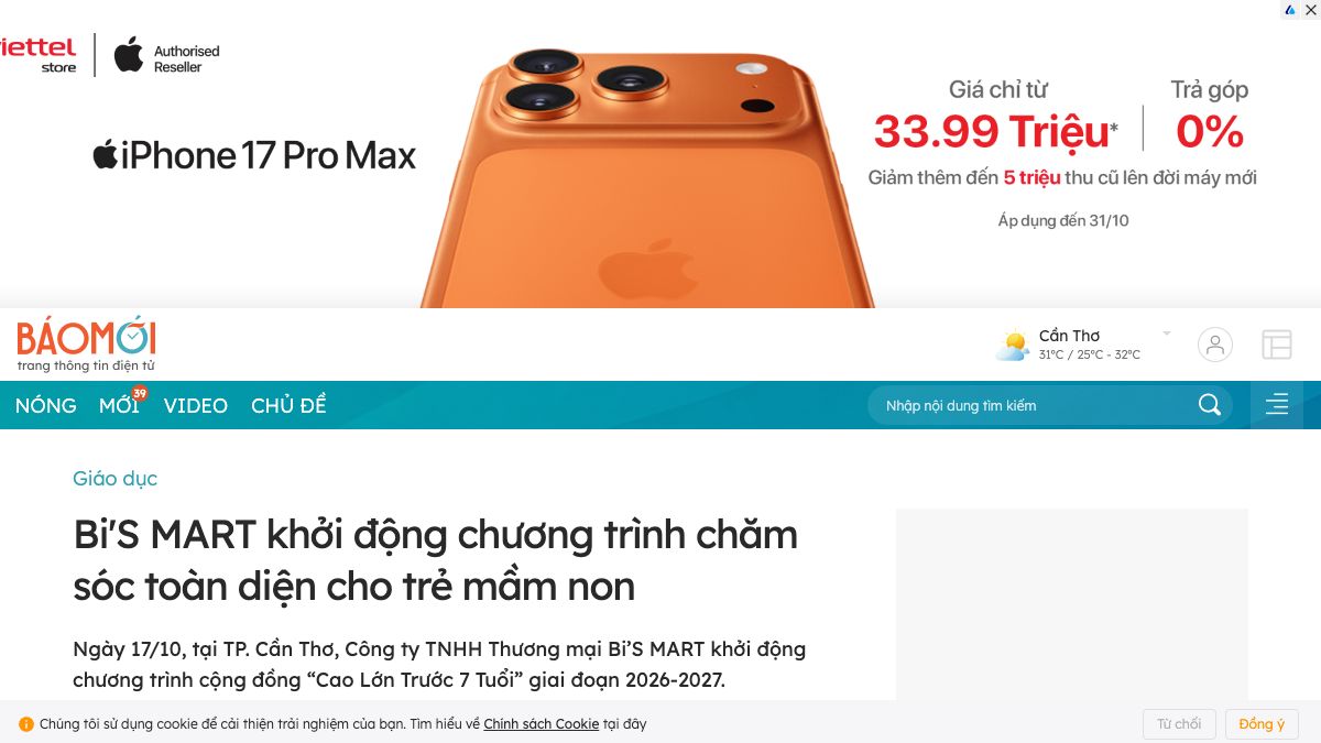 Ảnh chụp bài báo trên Báo Mới