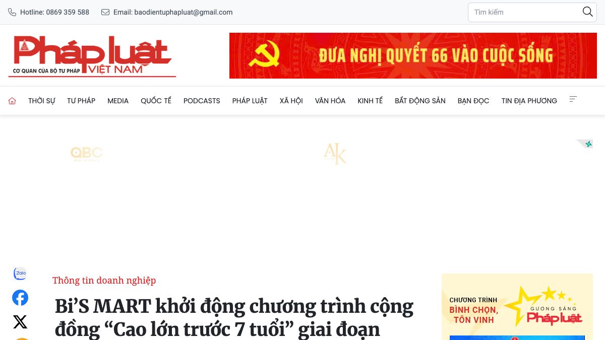 Ảnh chụp bài báo trên Báo Pháp Luật Việt Nam