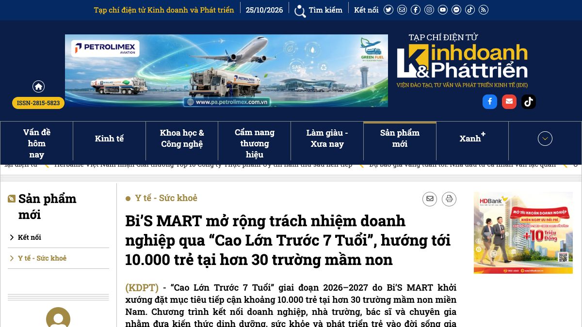 Ảnh chụp bài báo trên Kinh Doanh & Phát Triển