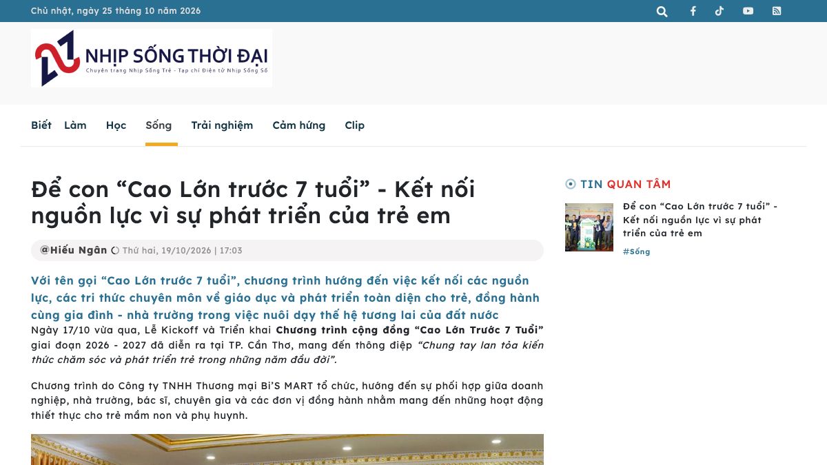 Ảnh chụp bài báo trên Nhịp Sống Thời Đại