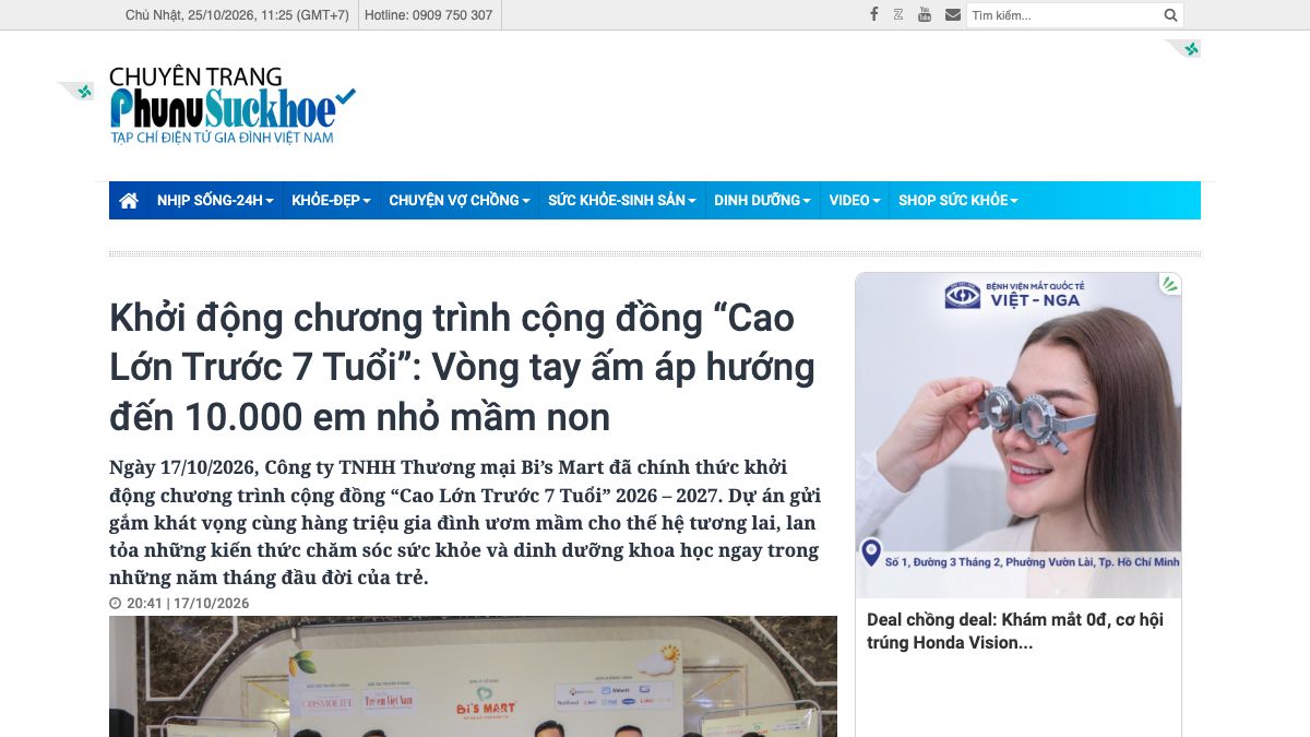 Ảnh chụp bài báo trên Phụ Nữ Sức Khỏe