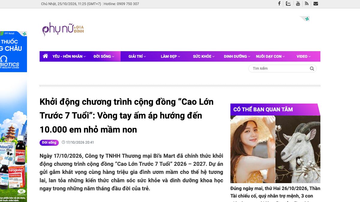 Ảnh chụp bài báo trên Báo Phụ Nữ & Gia Đình