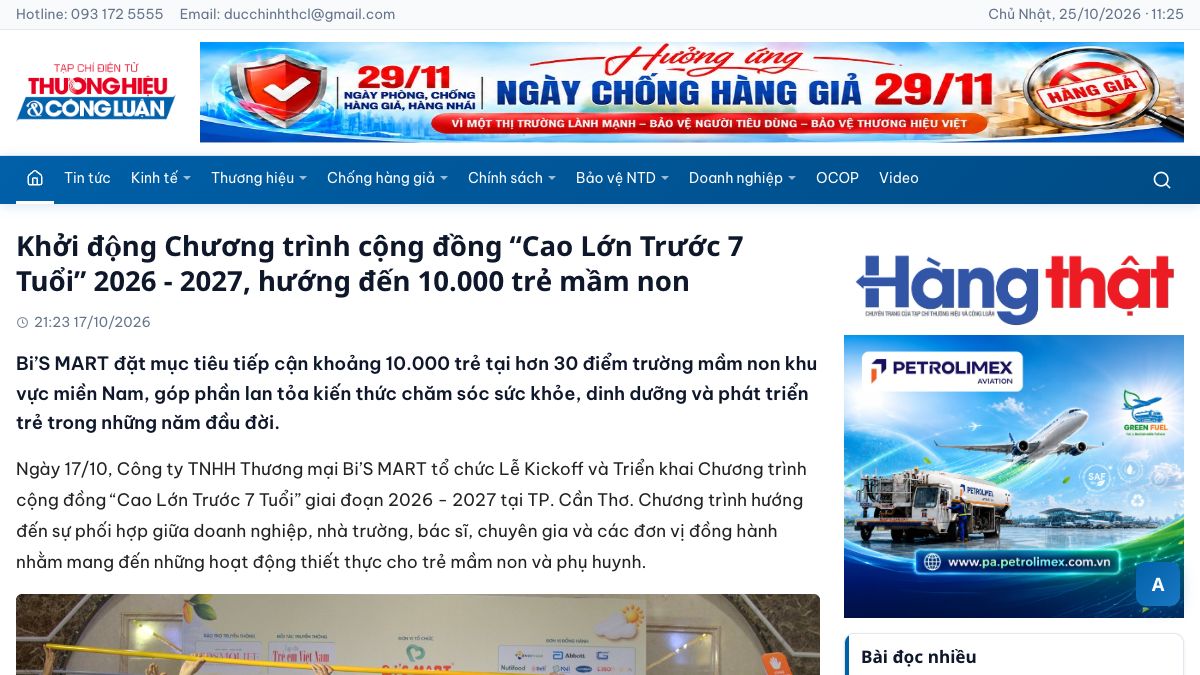 Ảnh chụp bài báo trên Thương Hiệu & Công Luận